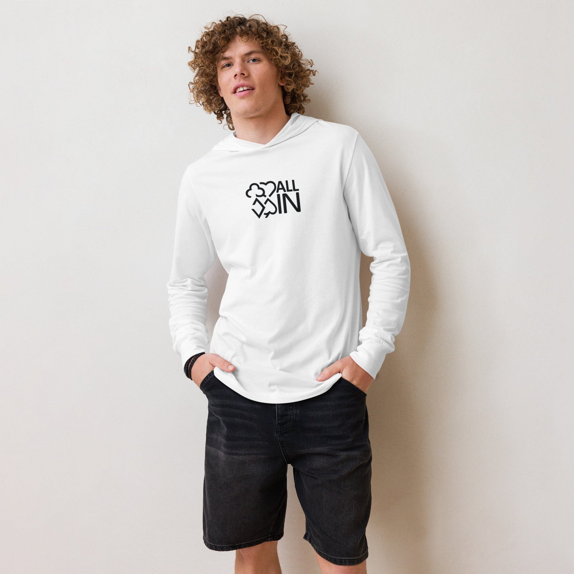 All In Hooded Long-Sleeve Tee (Black & White) - Just $28.95! Shop now at AllInCupHolder.com
