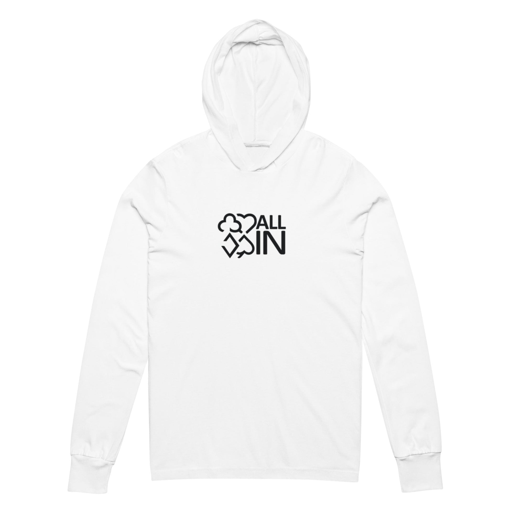 All In Hooded Long-Sleeve Tee (Black & White) - Just $28.95! Shop now at AllInCupHolder.com
