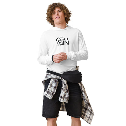 All In Hooded Long-Sleeve Tee (Black & White) - Just $28.95! Shop now at AllInCupHolder.com