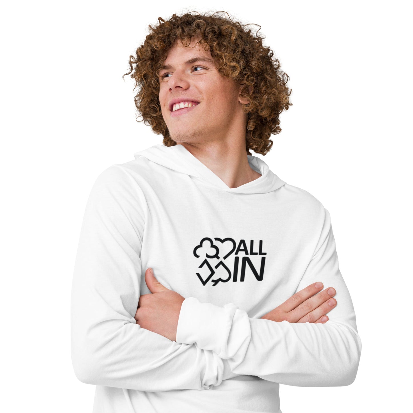 All In Hooded Long-Sleeve Tee (Black & White) - Just $28.95! Shop now at AllInCupHolder.com